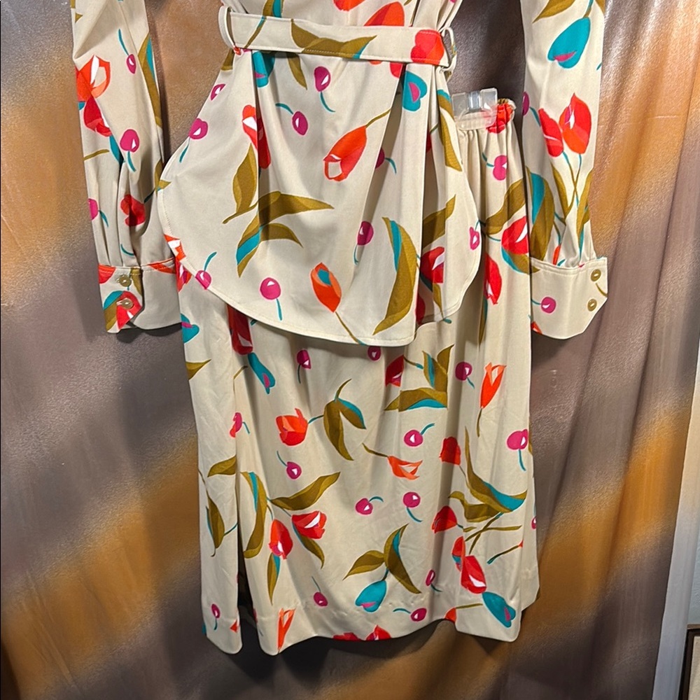 Vintage polyester knit 70’s blouse & skirt Floral Print Women's Dress A2 - Picture 6 of 6